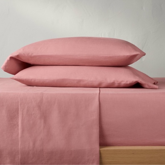 Casaluna Bedding Casaluna Washed Linen Solid Queen Sheets Rose